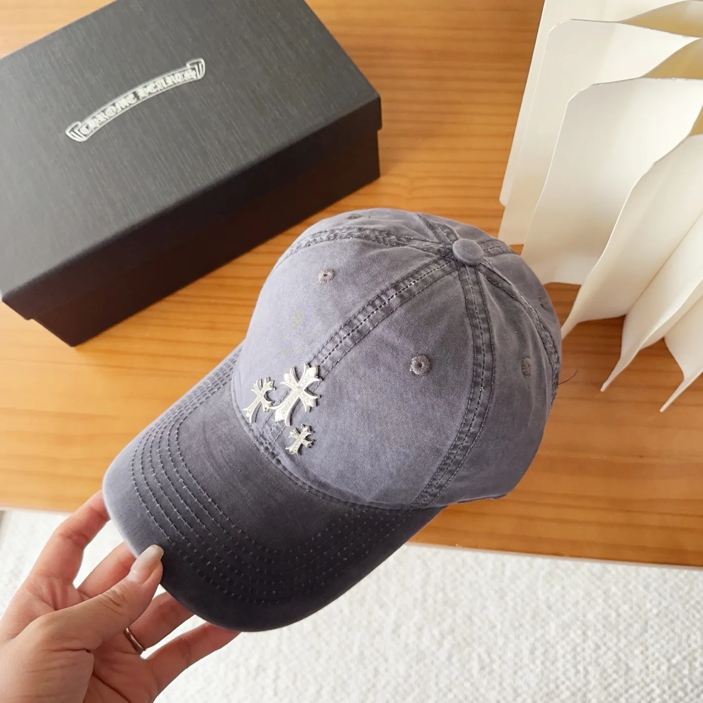 💰60 Chrome Hearts💓Early autumn Korean style fashionable retro washed baseball cap🧢peaked cap